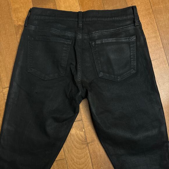 1969 WOMENS COATED BIKER LEGGING JEANS black Gap size 26 - Picture 9 of 12